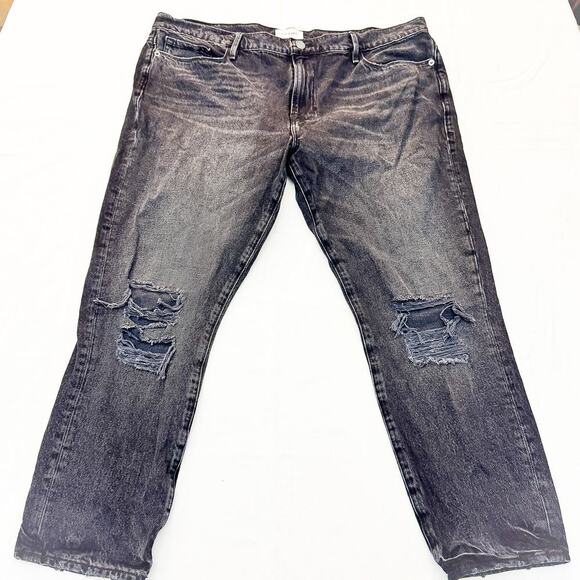 Frame Le Garçon Crop Wilkinson Destruct Charcial Denjm Jeans Size 32 - Picture 2 of 8